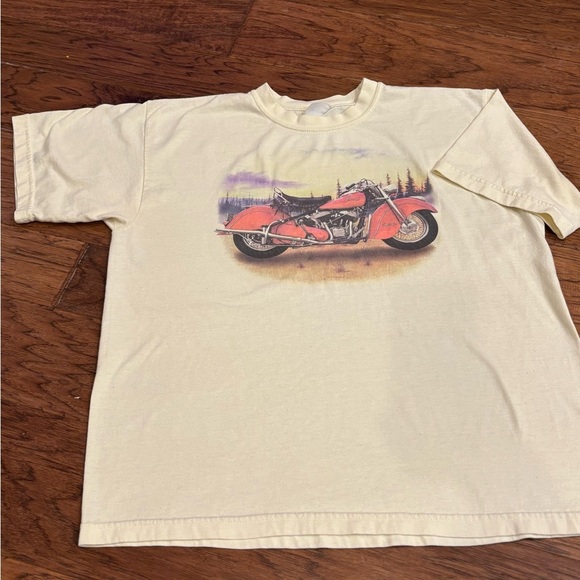 Vintage Indian Motorcycle T-Shirt | Cream Graphic Tee | Size M/L - Picture 4 of 8